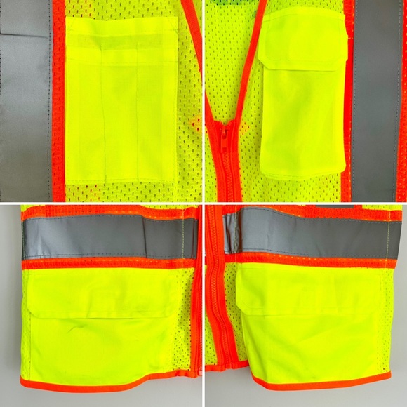ML KISHIGO High Visibility 6 Pocket Contrast Mesh Vest Workwear - Picture 5 of 16